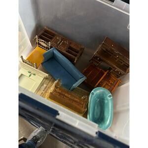 Huge lot vintage doll house furniture. Wrought iron MCM wood  Victorian + mini